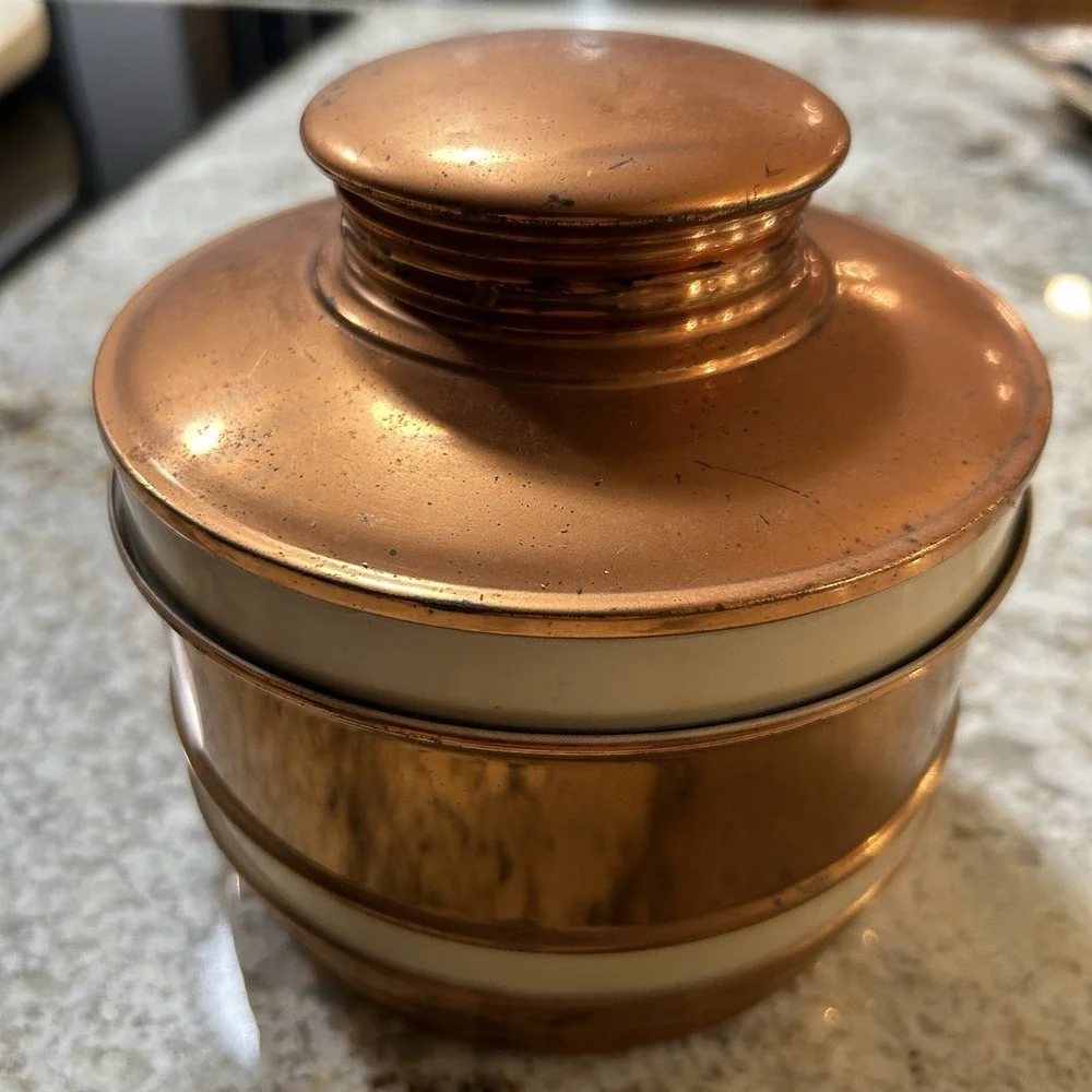 Vintage Chase USA Copper Tobacco Humidor Tin Lined Lidded Canister